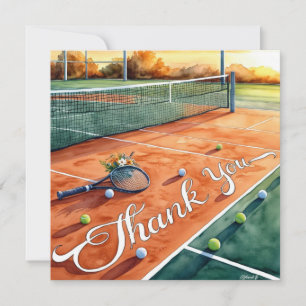 Tennisbaan met dank aan de rechtbank bedankkaart