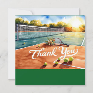 Tennisbaan met dank aan de rechtbank bedankkaart