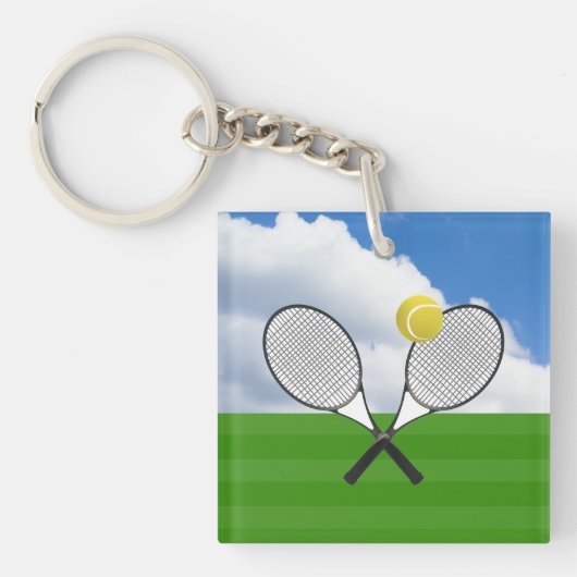 Tennisbaan & TENNIS RACKETS Sleutelhanger (Voorkant)