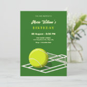 Tennisbaan verjaardag kaart (Staand voorkant)