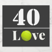 Tennisbal 40e verjaardag met liefde sparkling wijnetiket (Enkel label)