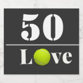 Tennisbal 50ste verjaardag met liefde sparkling wijnetiket (Enkel label)