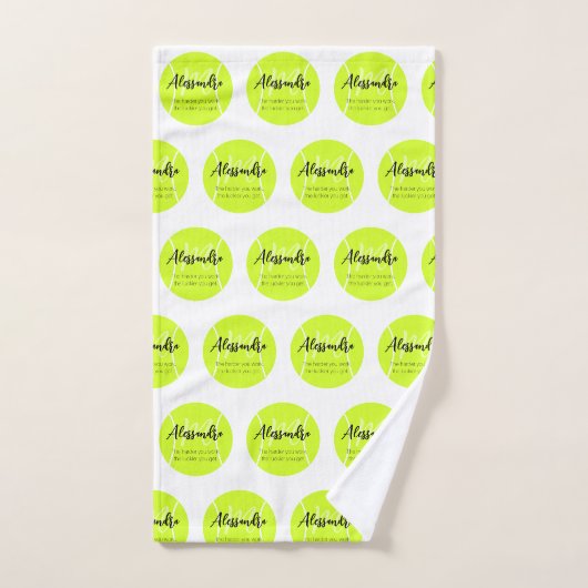 Tennisbal aangepaste naam & tekst handdoek (Handdoek)