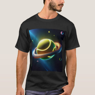 Tennisbal als Saturn Planet, sportief ruimteontwer T-shirt