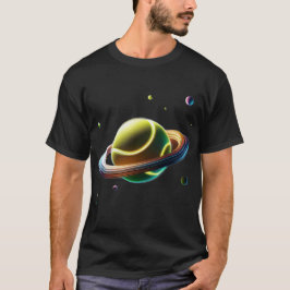 Tennisbal als Saturn Planet, sportief ruimteontwer T-shirt