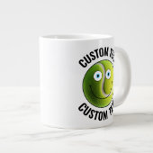 Tennisbal Custom Happy Face & gepersonaliseerde te Grote Koffiekop (Voorkant rechts)