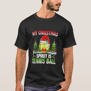Tennisbal Dragen Santa Hoed Kerstmis Spirit Tien T-shirt