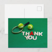 Tennisbal en bedankt woord op groen briefkaart (Voorkant / Achterkant)