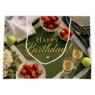 Tennisbal en champagne voor verjaardag groot cadeauzakje