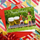 Tennisbal en glas bier verjaardag briefkaart