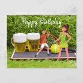 Tennisbal en glas bier verjaardag briefkaart (Voorkant)