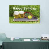 Tennisbal en glas bier verjaardagsfeestje spandoek (Beurs)