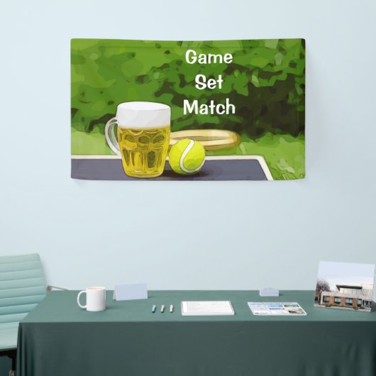 Tennisbal en glas bier wedstrijd spandoek (Beurs)