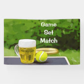 Tennisbal en glas bier wedstrijd spandoek (Horizontaal)