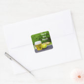Tennisbal en glas van bier spel set match vierkante sticker (Envelop)