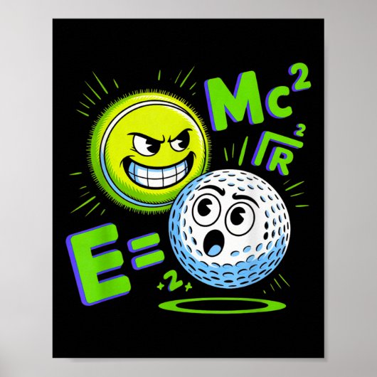 Tennisbal en golfbal duo Wiskunde Poster (Voorkant)