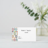 Tennisbal en kleurrijke racket op wit visitekaartje