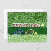 Tennisbal en racket  Dank coach of speler  Briefkaart (Voorkant / Achterkant)