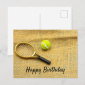 Tennisbal en racket gelukkige verjaardag briefkaart (Voorkant / Achterkant)