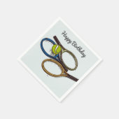 Tennisbal en racket Happy Birthday Servet (Hoek)