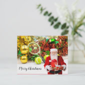 Tennisbal en racket met kerstversiering briefkaart (Staand voorkant)