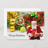 Tennisbal en racket met kerstversiering briefkaart (Voorkant / Achterkant)