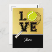 Tennisbal en racket met LOVE voor speler Briefkaart (Voorkant / Achterkant)
