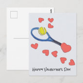 Tennisbal en racket met rode hart Valentijn Briefkaart (Voorkant / Achterkant)