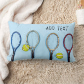 Tennisbal en racket op blauwe achtergrond kussen (Deken)