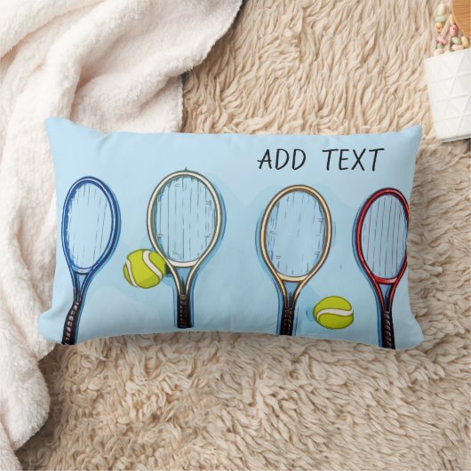 Tennisbal en racket op blauwe achtergrond kussen (Deken)