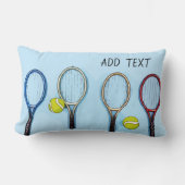 Tennisbal en racket op blauwe achtergrond kussen (Voorkant)