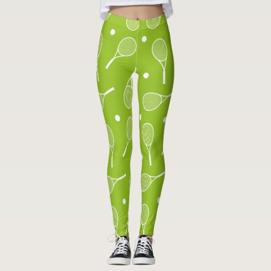 Tennisbal en racket op groen leggings (Voorkant)
