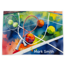 Tennisbal en racket op het veld met liefde