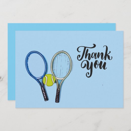 Tennisbal en rackets blauw kaart (Voorkant / Achterkant)