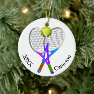 Tennisbal en Rackets Kerstmis Keramisch Ornament