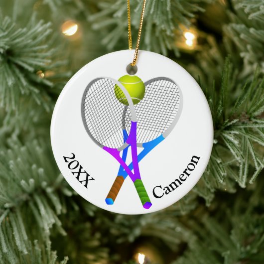 Tennisbal en Rackets Kerstmis Keramisch Ornament (Boom)