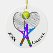 Tennisbal en Rackets Kerstmis Keramisch Ornament (Voorkant)