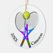 Tennisbal en Rackets Kerstmis Keramisch Ornament (Links)