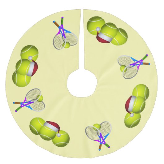 Tennisbal en Rackets Kerstmis Kerstboom Rok (Voorkant)