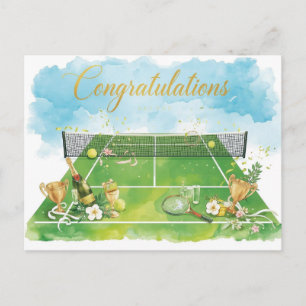 Tennisbal gefeliciteerd op groen briefkaart