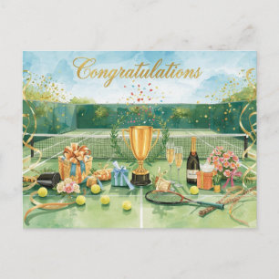 Tennisbal gefeliciteerd op groen briefkaart