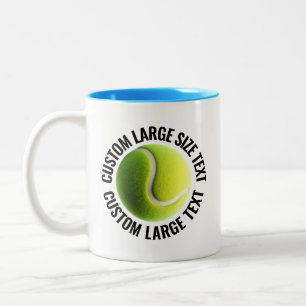 Tennisbal & Grote Tekst LICHTBLAUW 325ml Custom Tweekleurige Koffiemok