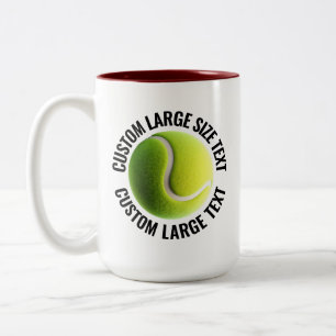 Tennisbal & grote tekst MAROON 425ml Custom Tweekleurige Koffiemok
