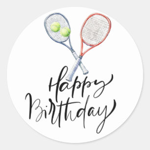 Tennisbal Happy Birthday voor de speler Ronde Sticker