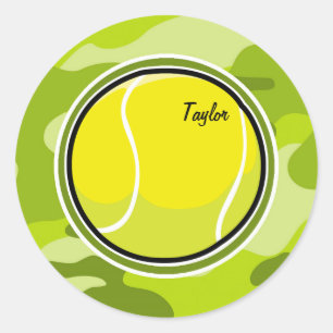 Tennisbal; heldere groene camo, camouflage ronde sticker