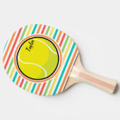 Tennisbal; heldere regenboogstrepen tafeltennisbatje (Zijkant)