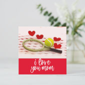 Tennisbal hou van je moeder voor moeder feestdagenkaart (Staand voorkant)