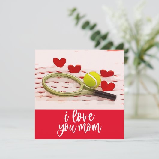 Tennisbal hou van je moeder voor moeder feestdagenkaart (Staand voorkant)