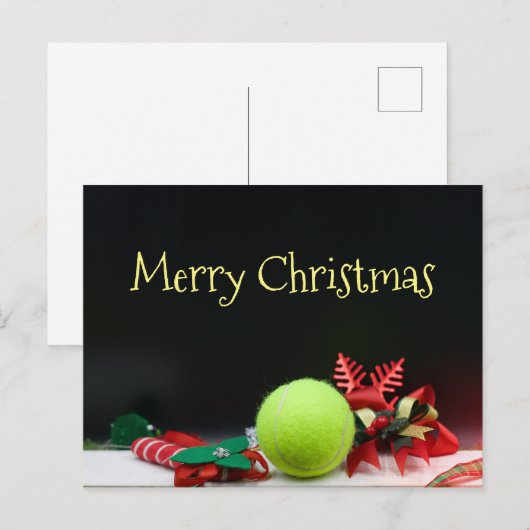 Tennisbal Kerst en ornament sneeuwvlok Briefkaart (Voorkant / Achterkant)