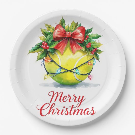 Tennisbal Kerst Papieren Bordje (Voorkant)